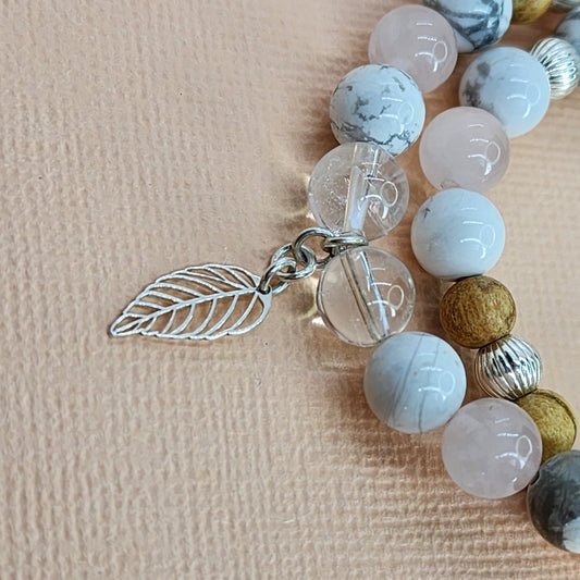 Bracelet - Harmonie Eternelle - Argent - Palo Santo - Quartz - Cristal de Roche - Howlite Fée de Laurier