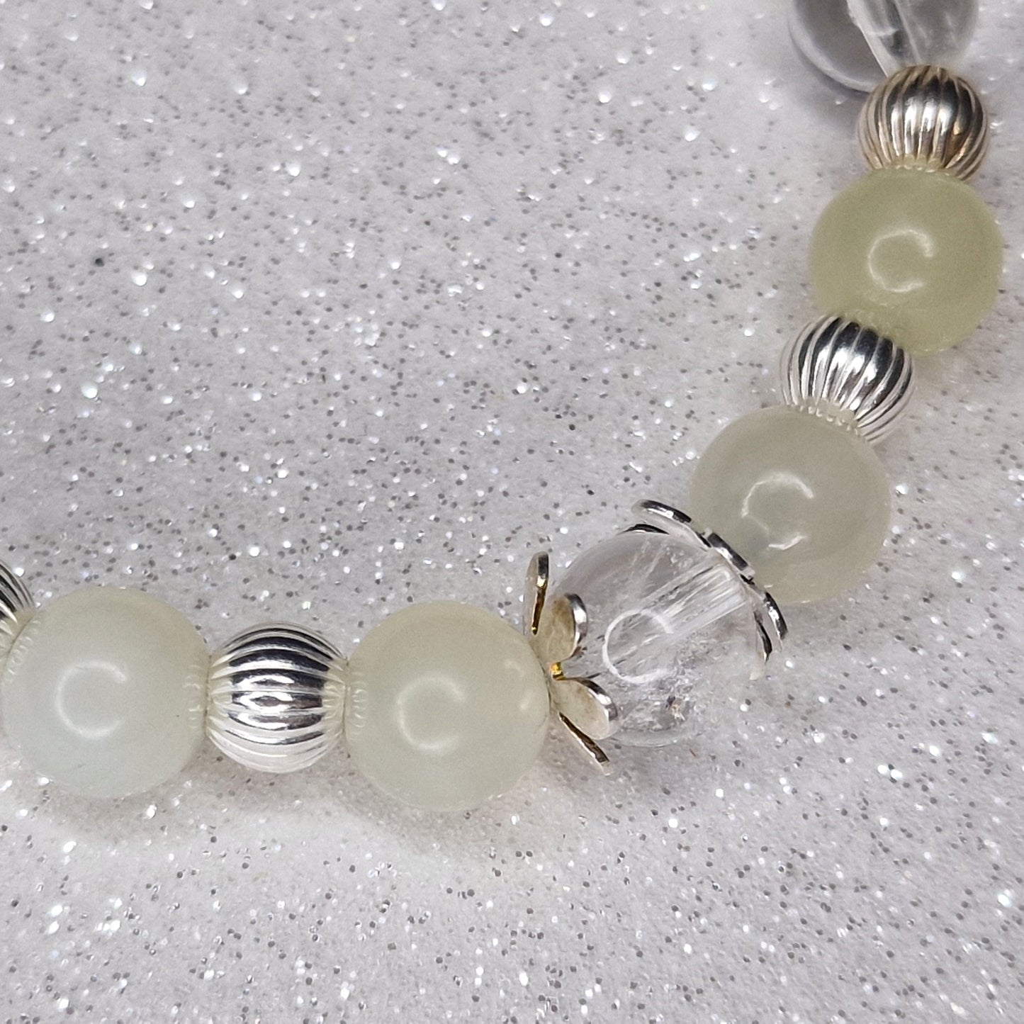 Bracelet Eveil Lumineux - Jade Verte - Cristal & Argent Fée de Laurier