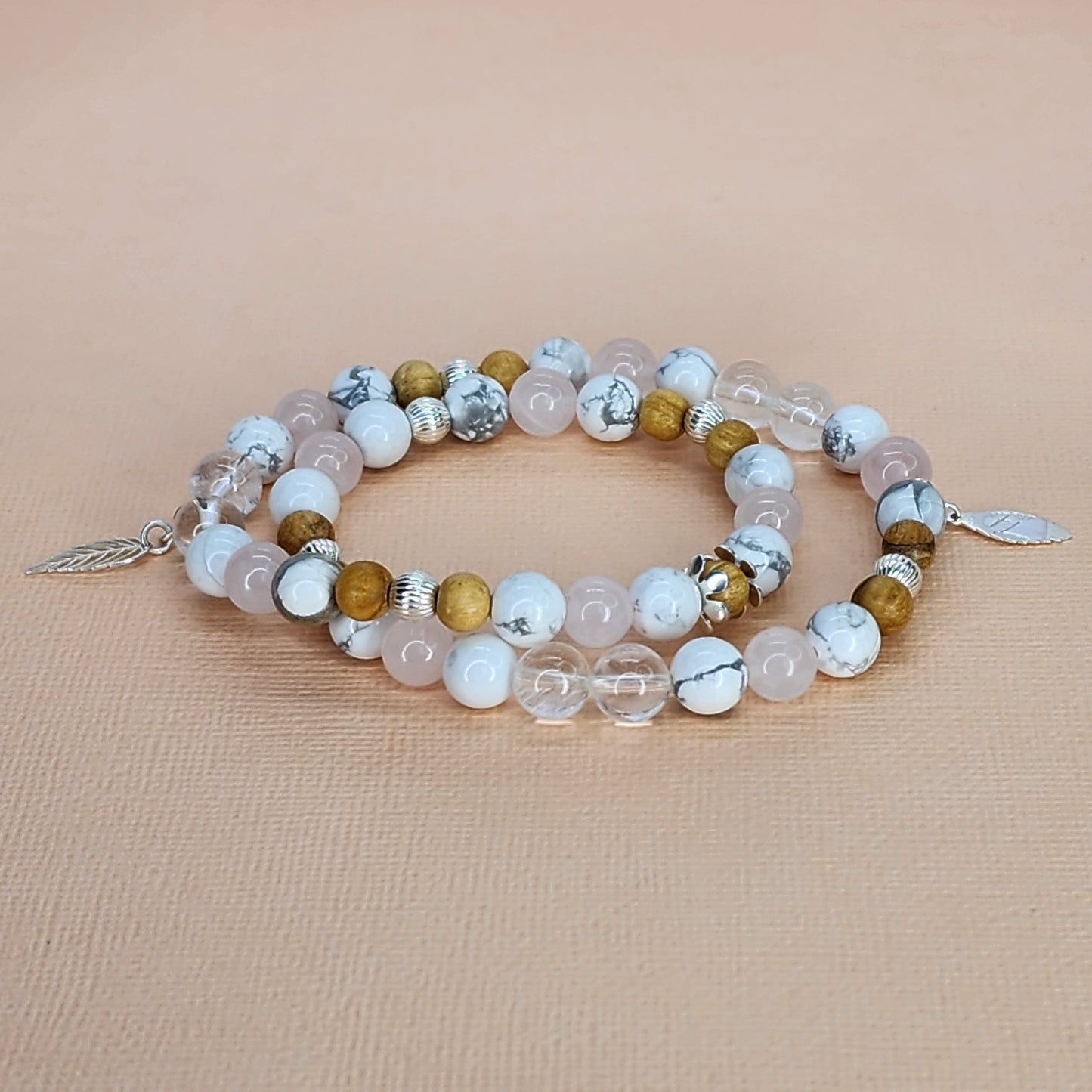 Bracelet - Harmonie Eternelle - Argent - Palo Santo - Quartz - Cristal de Roche - Howlite Fée de Laurier