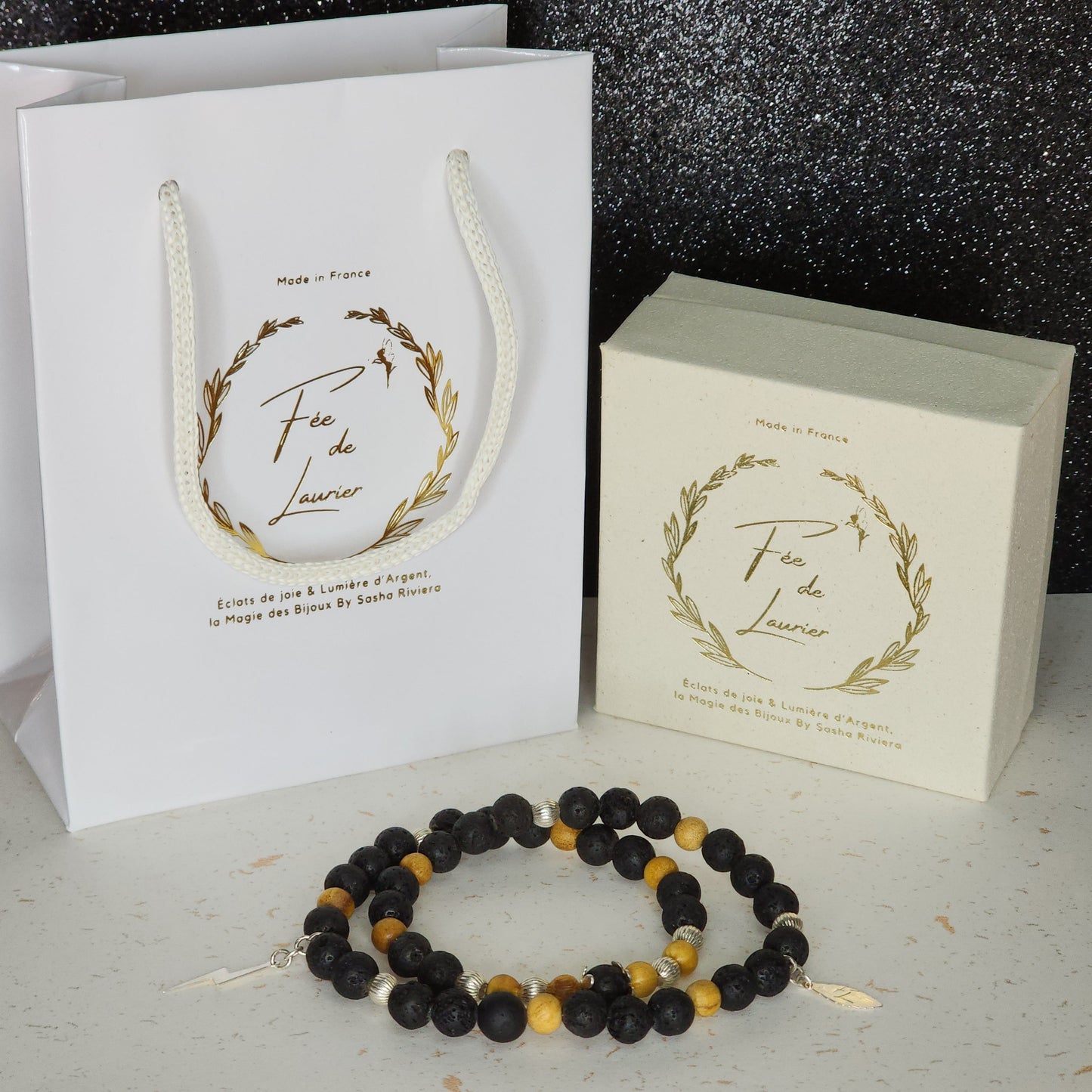 Energie Ancestral – Pierre de Lave, Palo Santo & Argent 925 Fée de Laurier