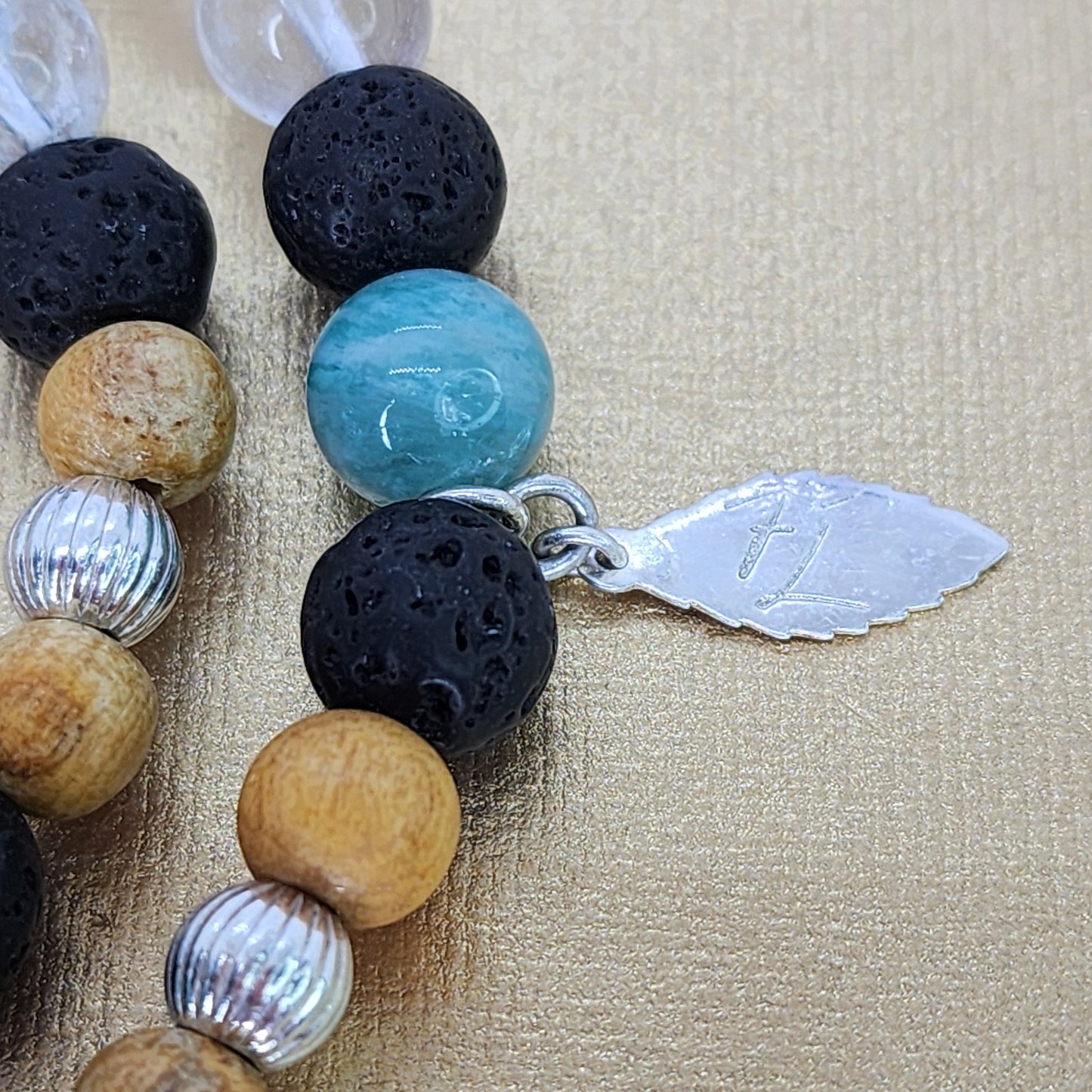 Bracelet Equilibre Energétique - Argent - Palo Santo - Amazonite - Lave & Cristal Fée de Laurier