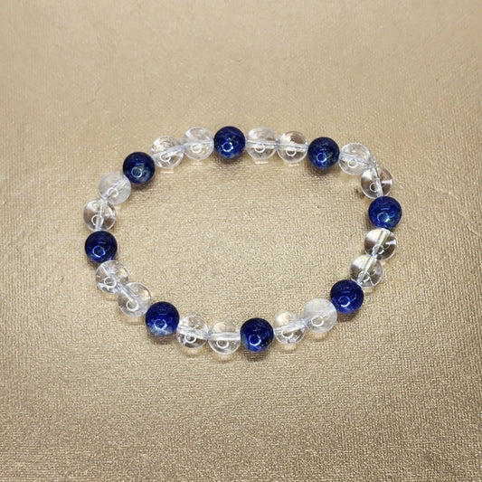 Bracelet Intuition Cristalline – Cristal de Roche - Lapis Lazuli Fée de Laurier