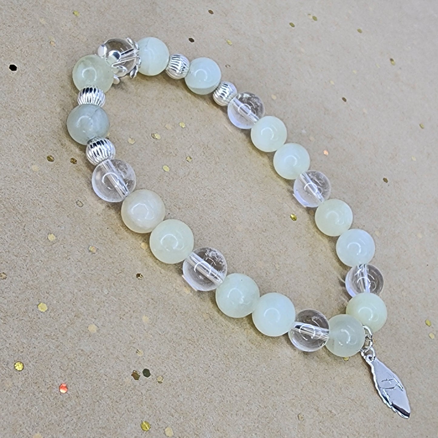 Bracelet Eveil Lumineux - Jade Verte - Cristal & Argent Fée de Laurier