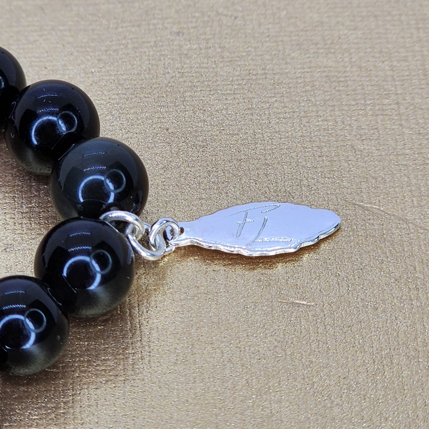 Bracelet Lumière et Protection - Obsidienne Dorée - Argent Fée de Laurier