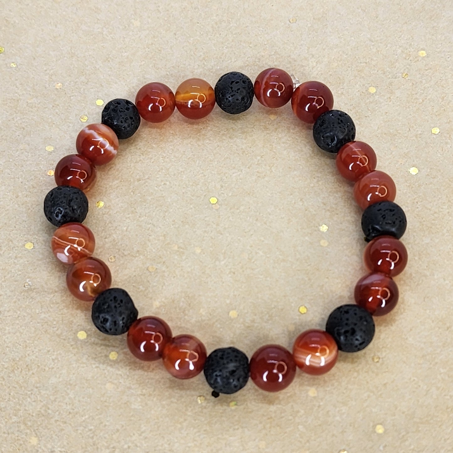Bracelet Flamme de Vie - Cornaline & Lave Fée de Laurier