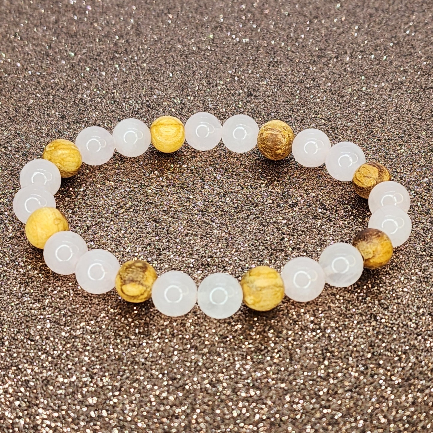 Bracelet Cœur Ancré - Quartz Rose & Palo Santo Fée de Laurier
