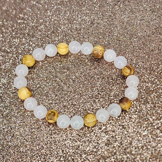 Bracelet Cœur Ancré - Quartz Rose & Palo Santo Fée de Laurier