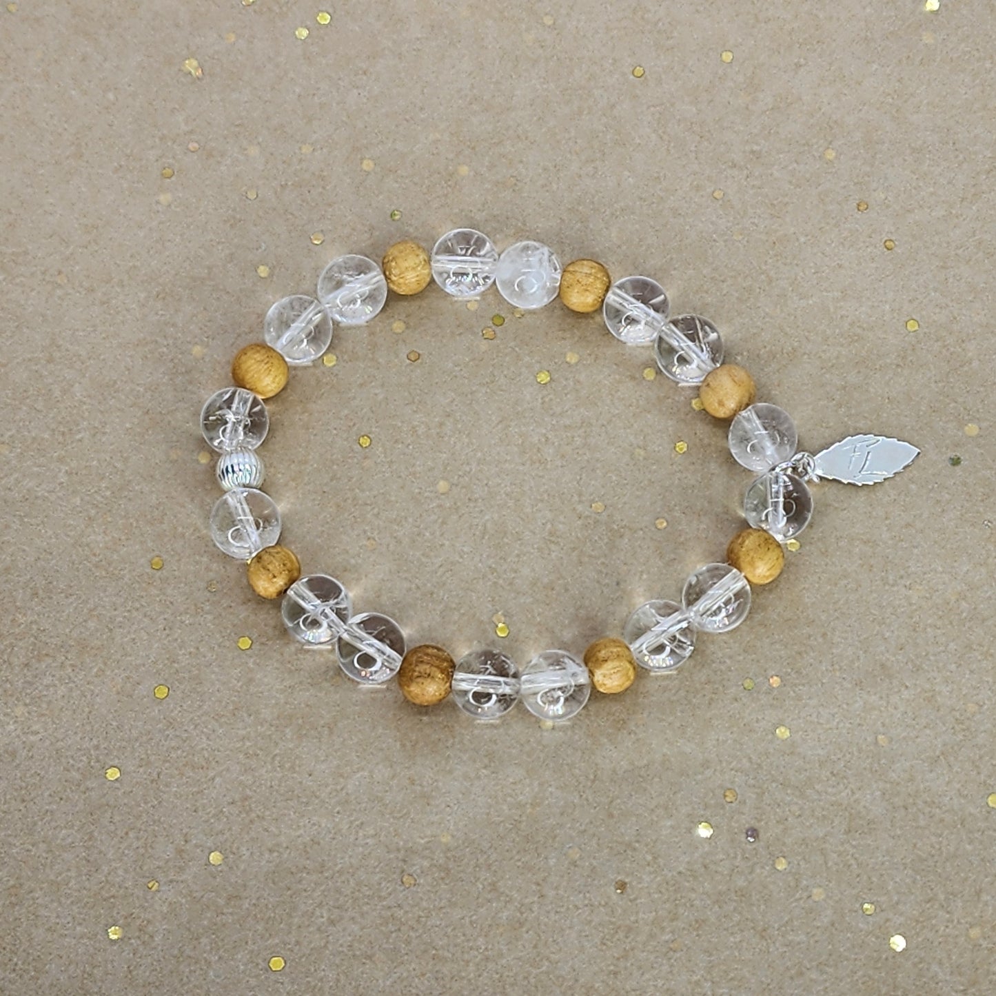 Bracelet Essence Pure – Cristal de Roche, Palo Santo & Argent Fée de Laurier