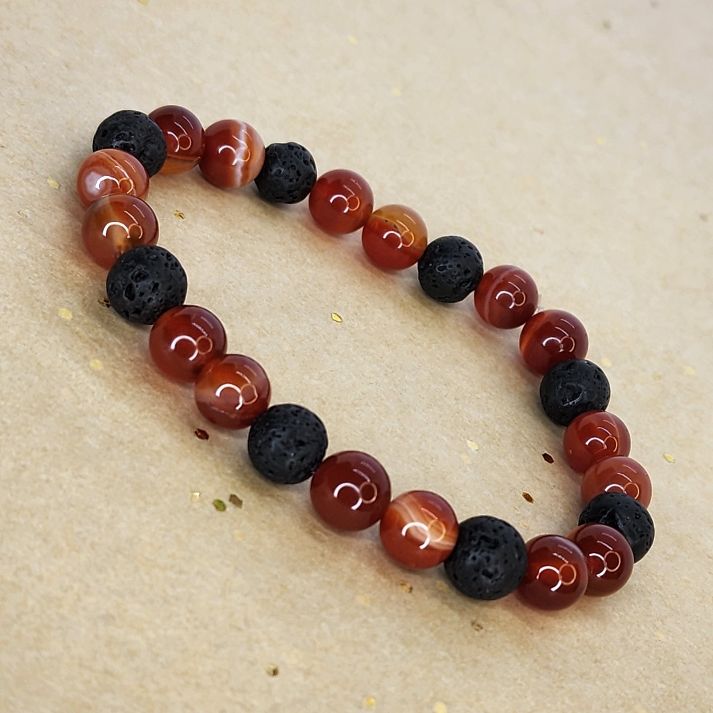 Bracelet Flamme de Vie - Cornaline & Lave Fée de Laurier