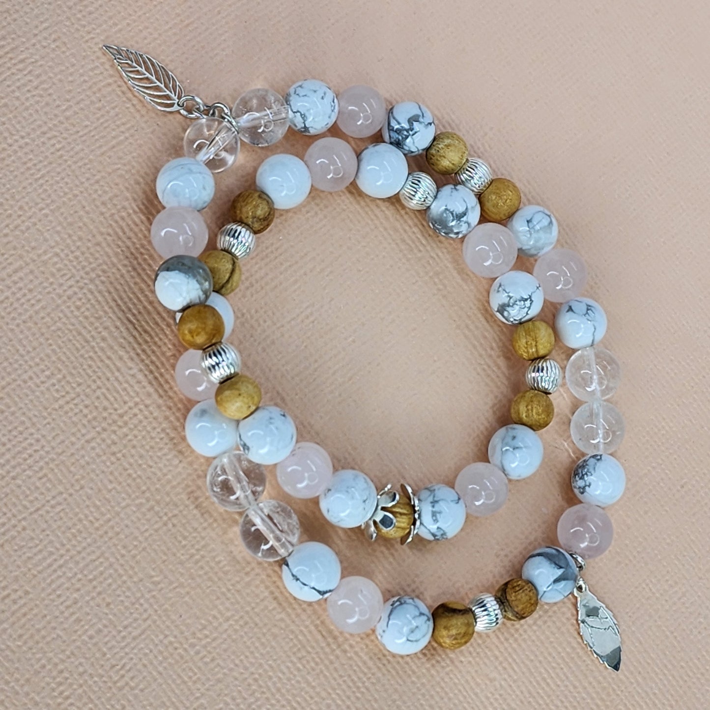 Bracelet - Harmonie Eternelle - Argent - Palo Santo - Quartz - Cristal de Roche - Howlite Fée de Laurier