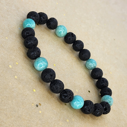 Bracelet Tempérance Sauvage - Lave - Amazonite Fée de Laurier