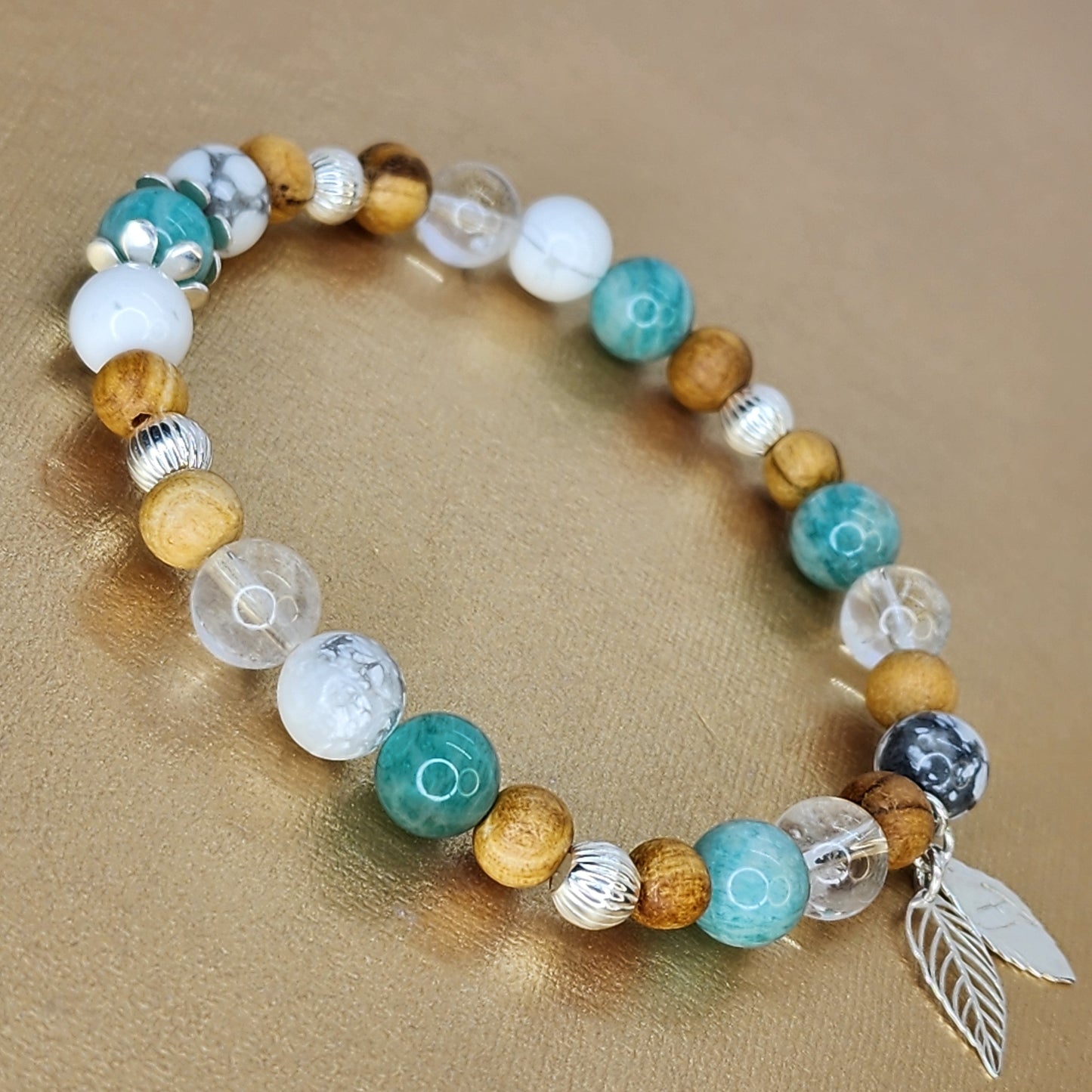 Bracelet Puissance - Big One - Palo Santo - Amazonite - Howlite - Cristal & Argent Fée de Laurier