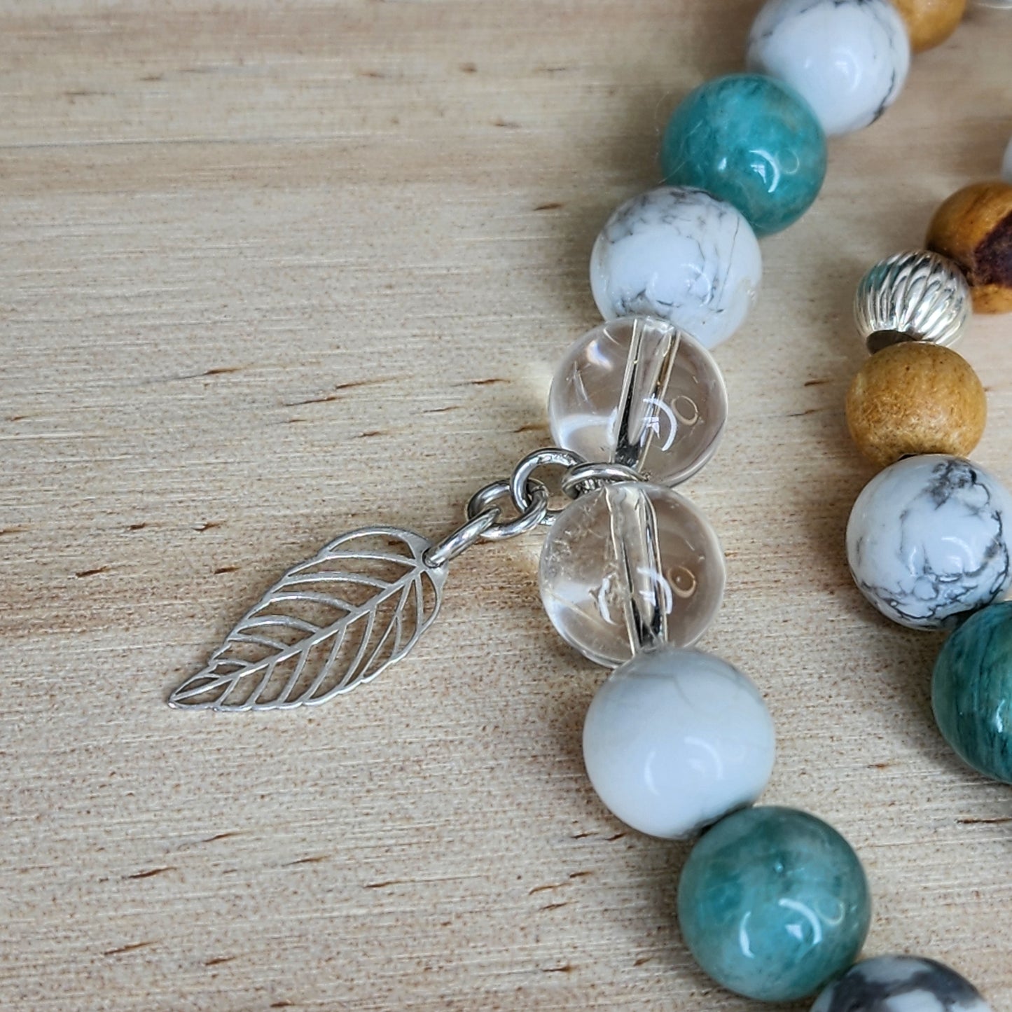 Bracelet Clarté Céleste - Argent - Palo Santo - Amazonite - Cristal & Howlite Fée de Laurier