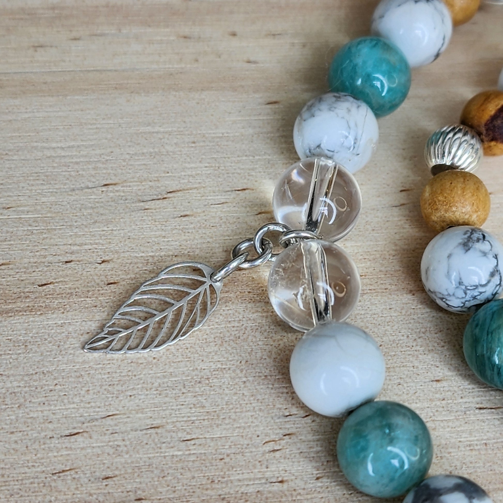 Bracelet Clarté Céleste - Argent - Palo Santo - Amazonite - Cristal & Howlite Fée de Laurier