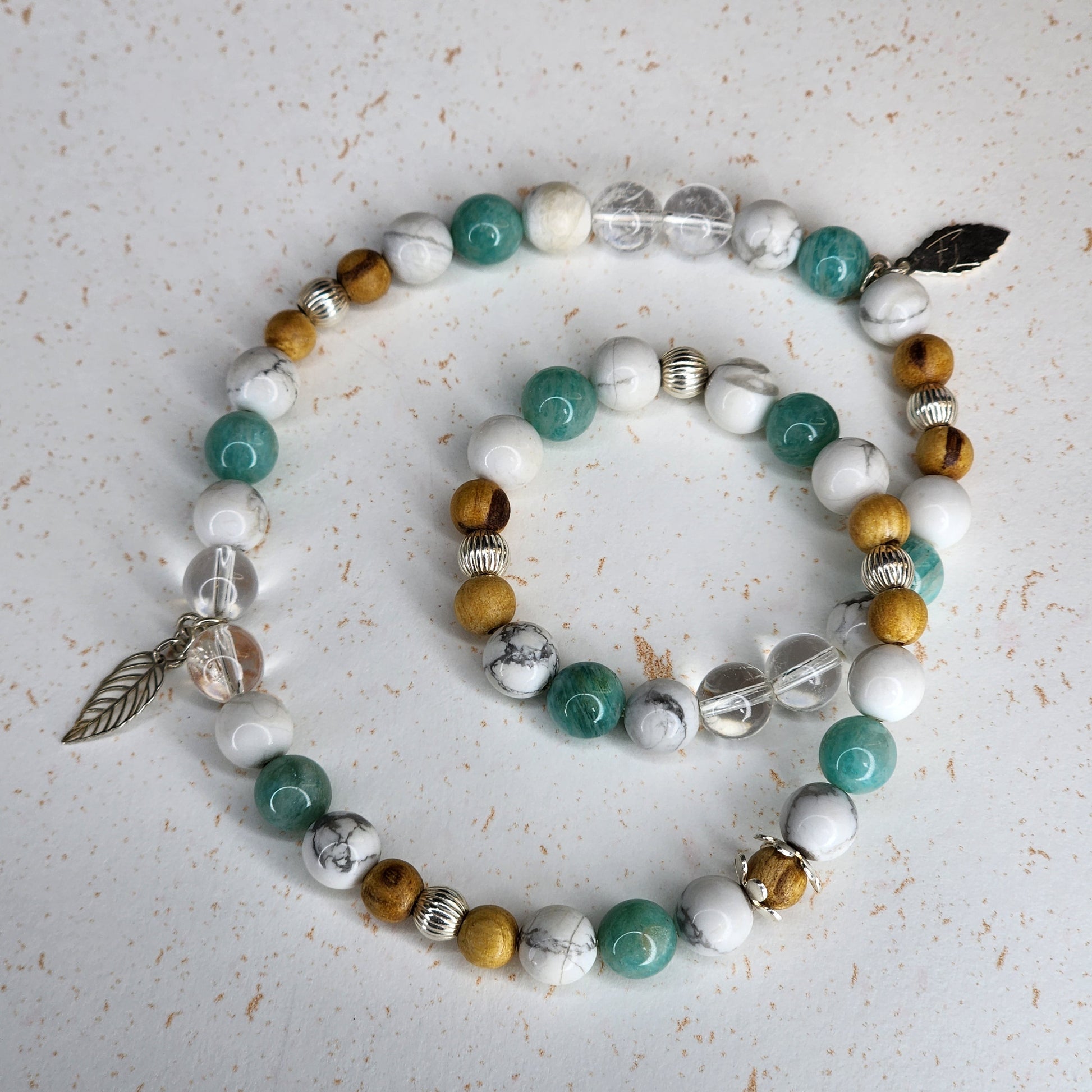 Bracelet Clarté Céleste - Argent - Palo Santo - Amazonite - Cristal & Howlite Fée de Laurier