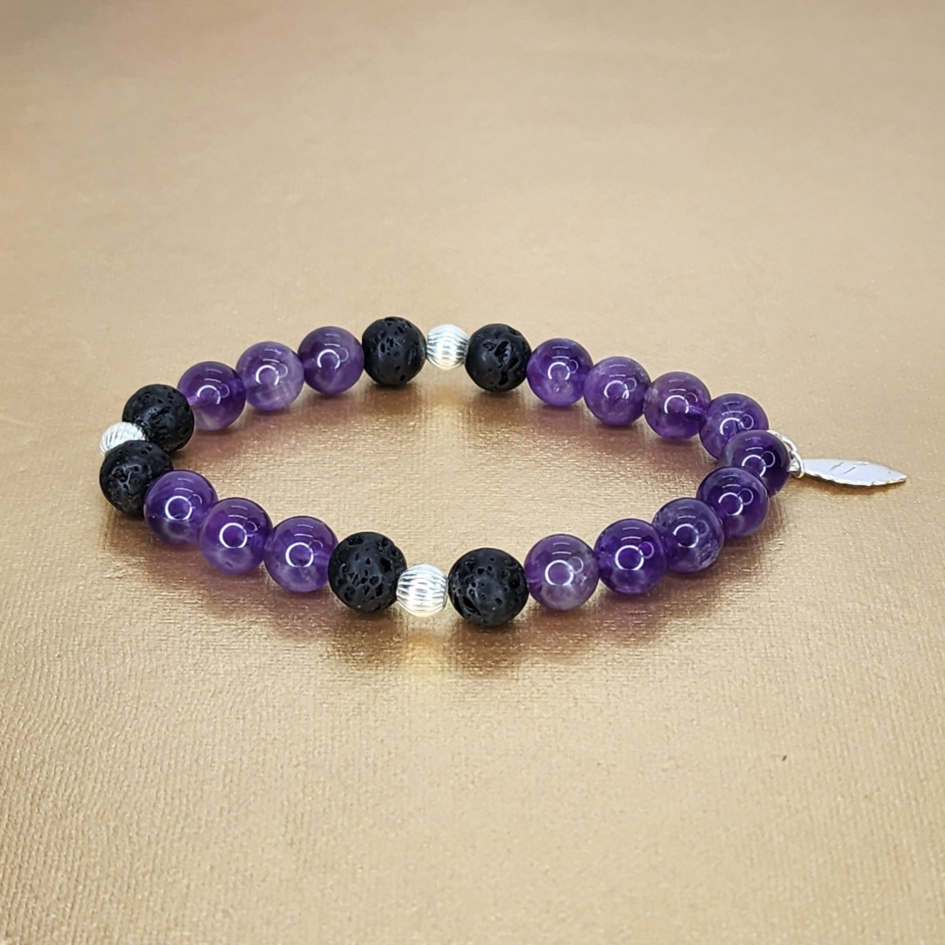 Bracelet Eveil Profond - Améthyste - Lave & Argent Fée de Laurier