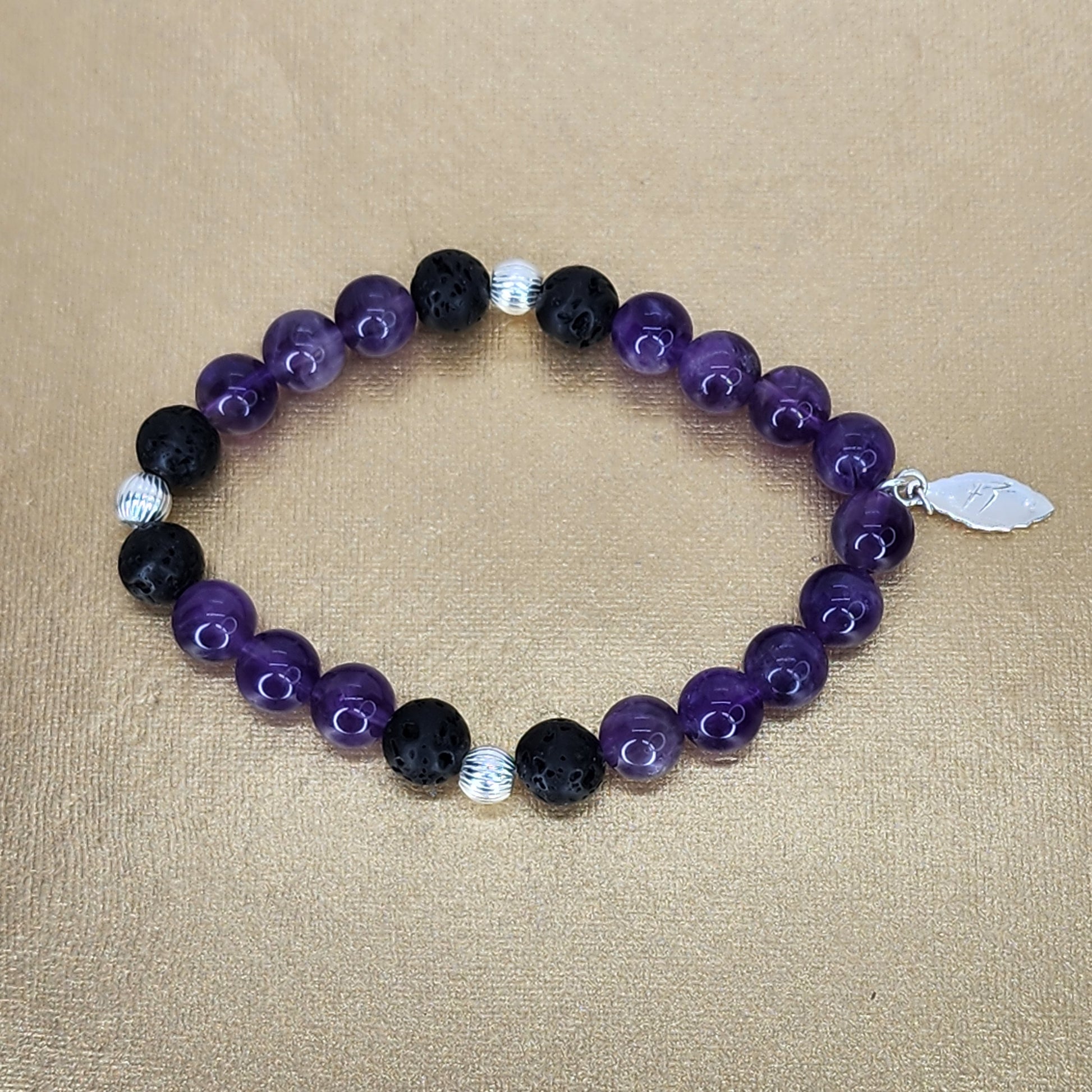 Bracelet Eveil Profond - Améthyste - Lave & Argent Fée de Laurier