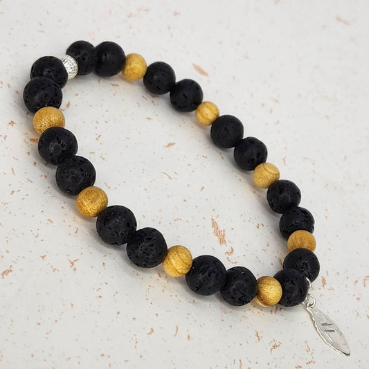 Bracelet Esprit Sauvage - Lave, Palo Santo & Argent Fée de Laurier