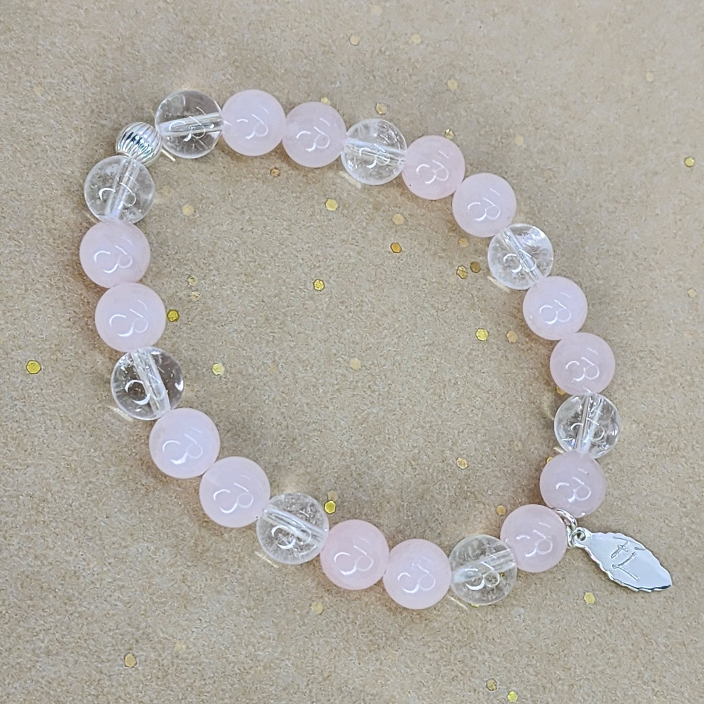 Bracelet Clarté du Cœur – Quartz Rose, Cristal & Argent Fée de Laurier