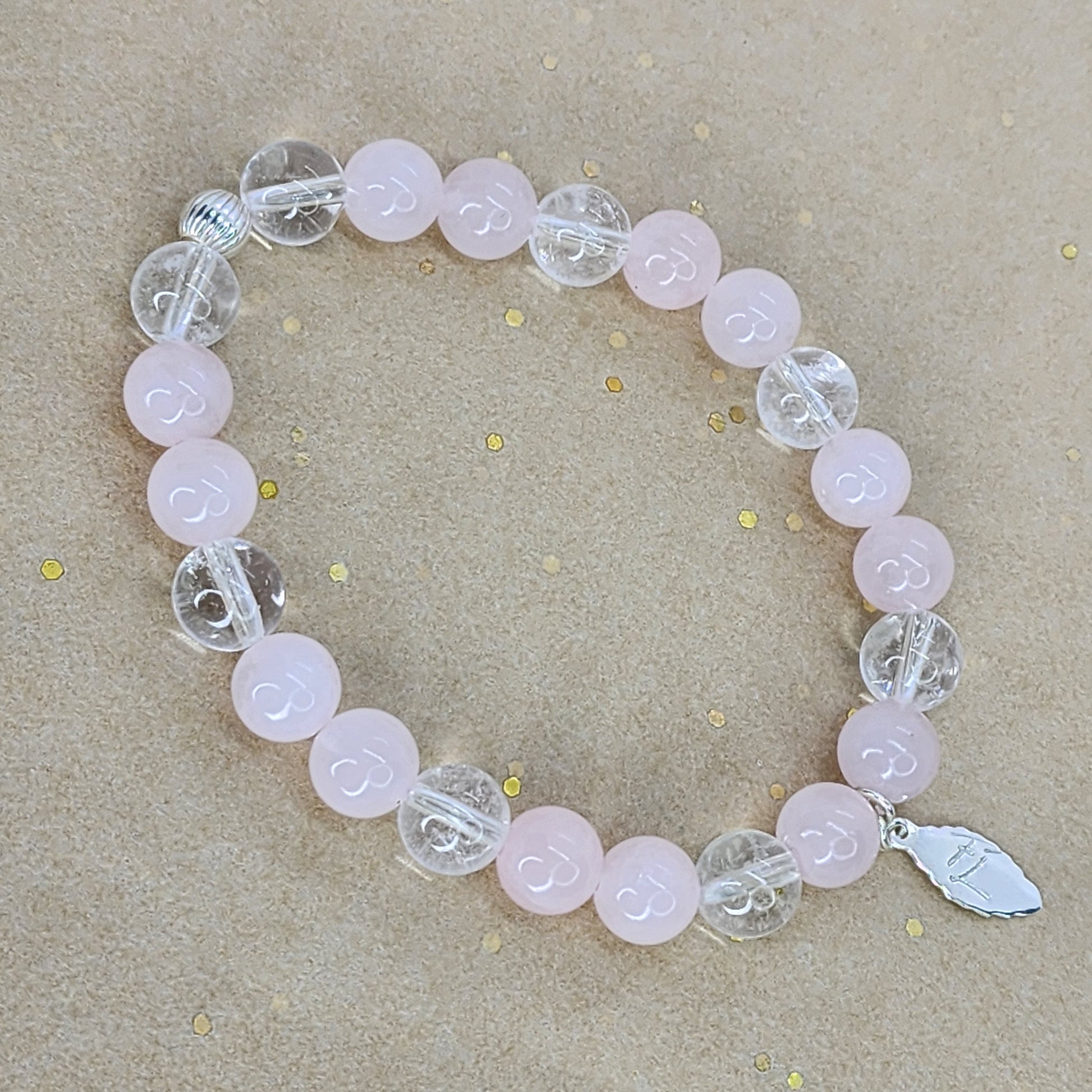 Bracelet Clarté du Cœur – Quartz Rose, Cristal & Argent Fée de Laurier