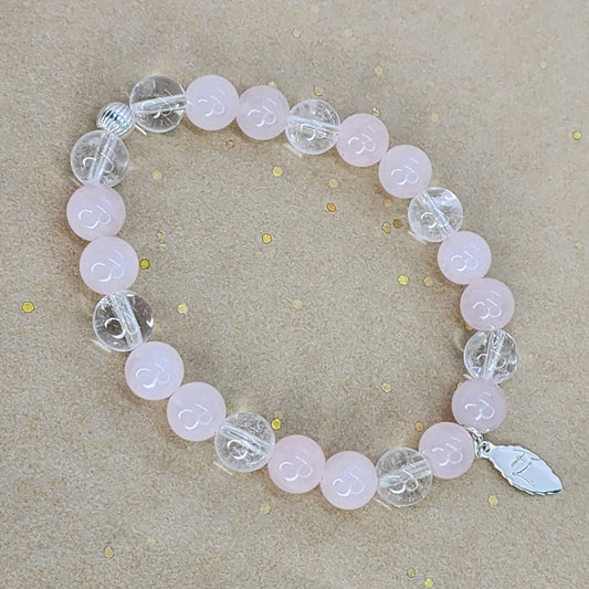 Bracelet Clarté du Cœur – Quartz Rose, Cristal & Argent