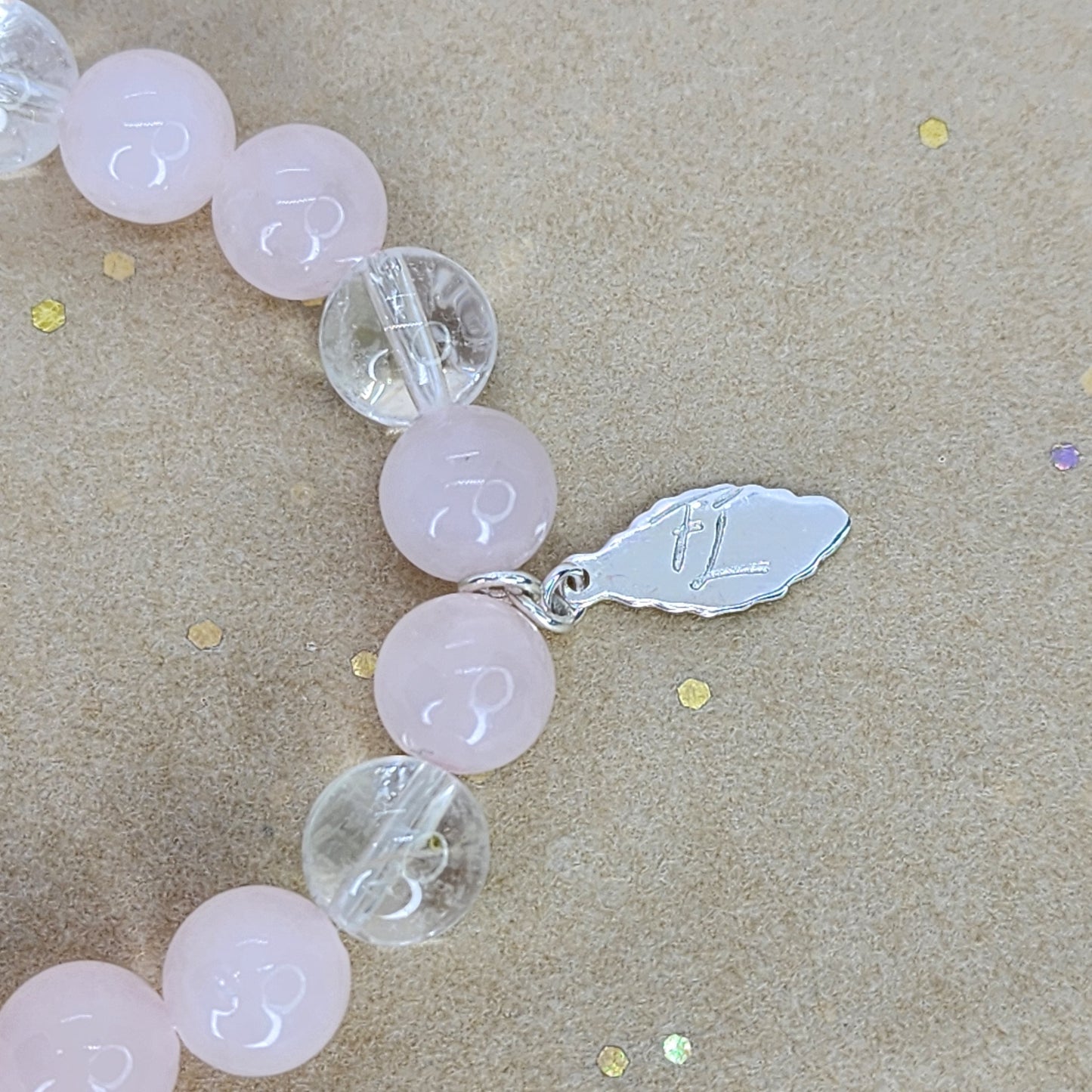 Bracelet Clarté du Cœur – Quartz Rose, Cristal & Argent Fée de Laurier