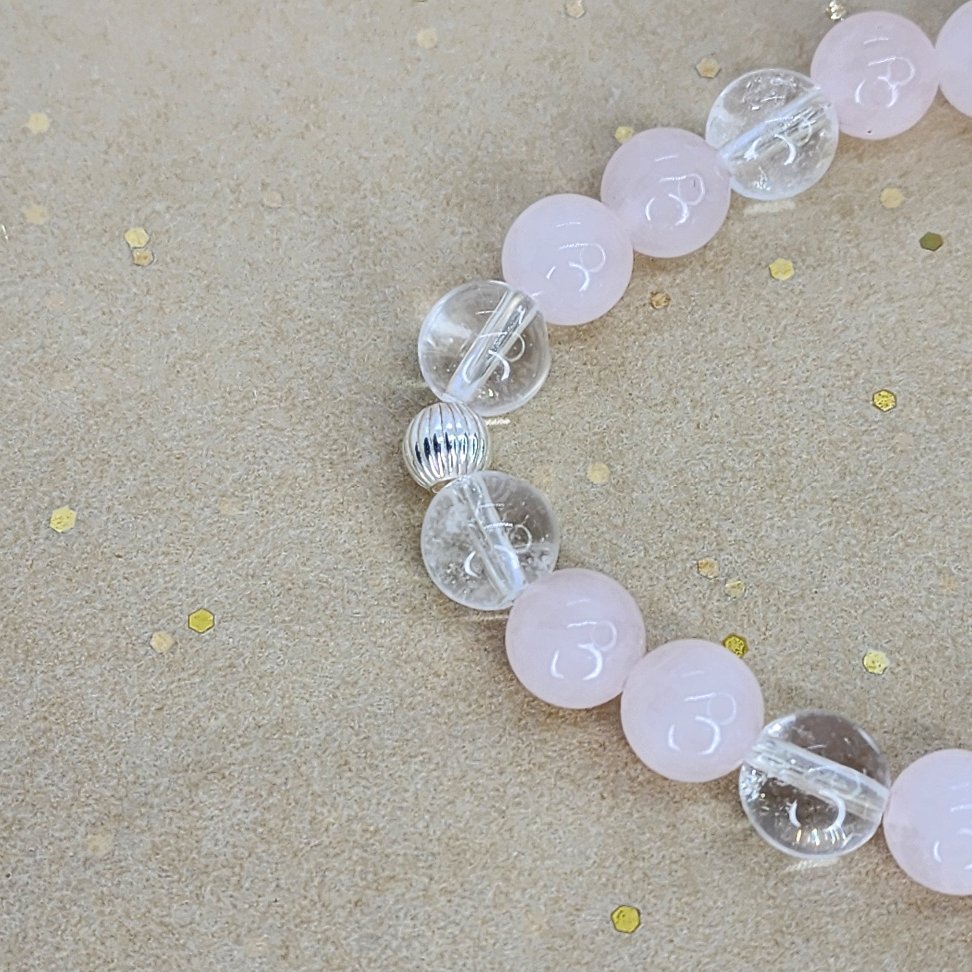 Bracelet Clarté du Cœur – Quartz Rose, Cristal & Argent Fée de Laurier