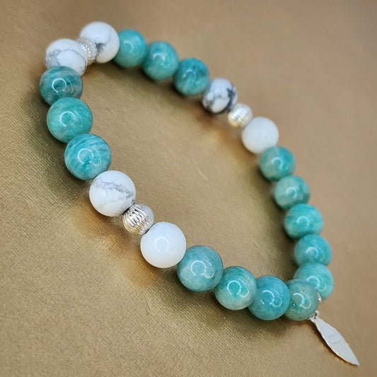 Bracelet Confiance d'Azur - Amazonite - Howlite & Argent