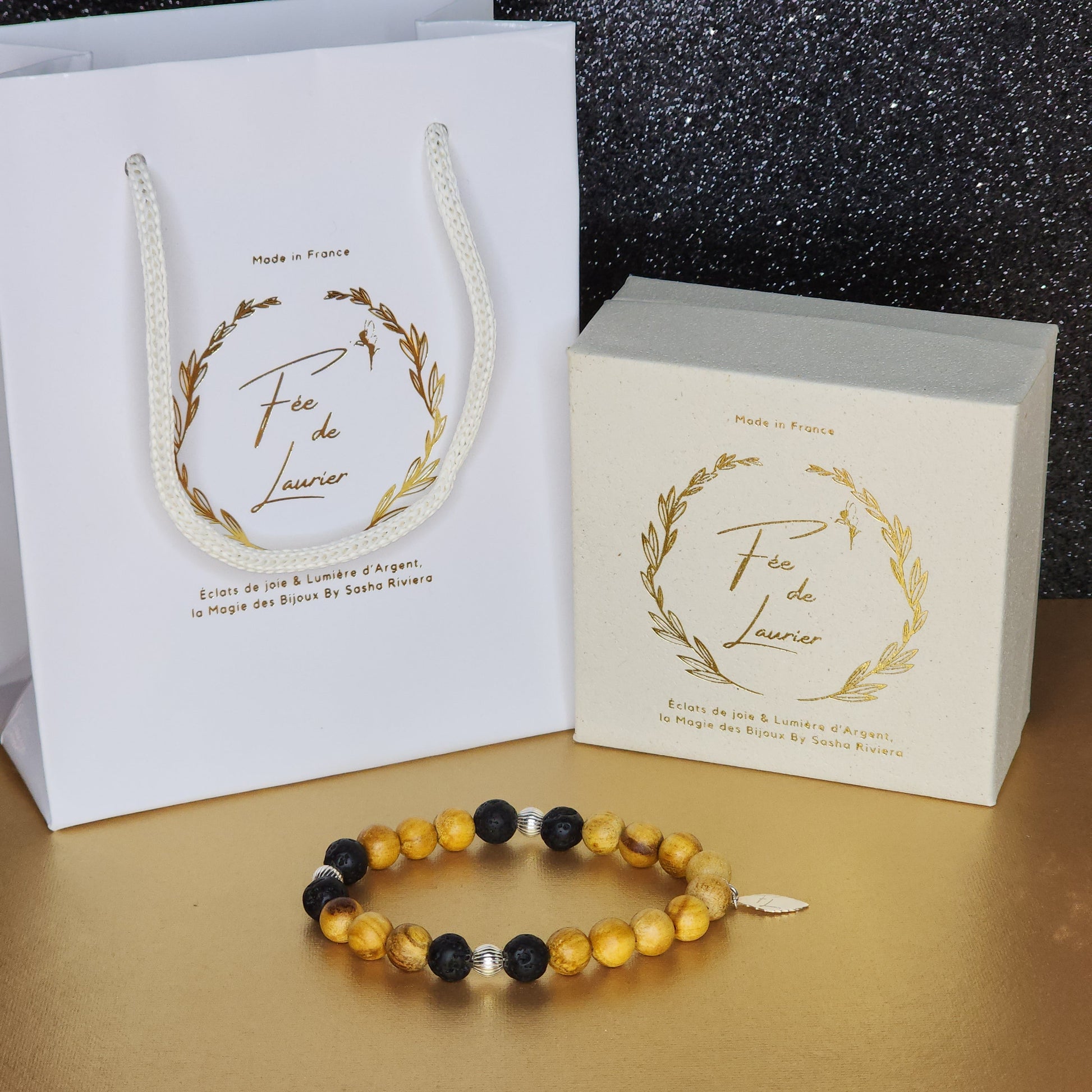 Bracelet Sagesse Posée - Lave, Palo Santo & Argent Fée de Laurier