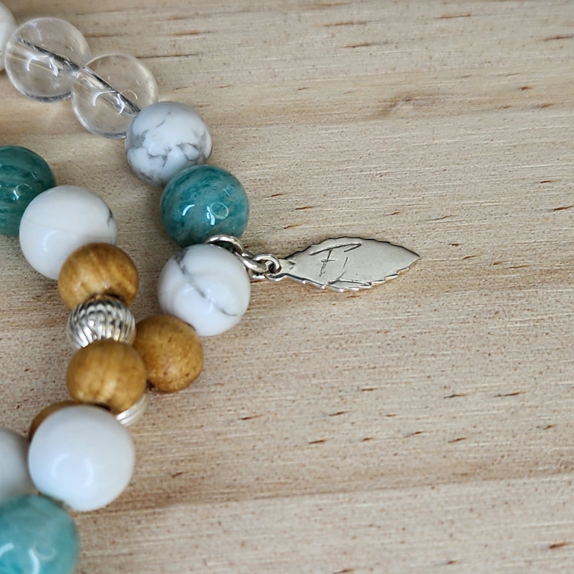 Bracelet Clarté Céleste - Argent - Palo Santo - Amazonite - Cristal & Howlite Fée de Laurier