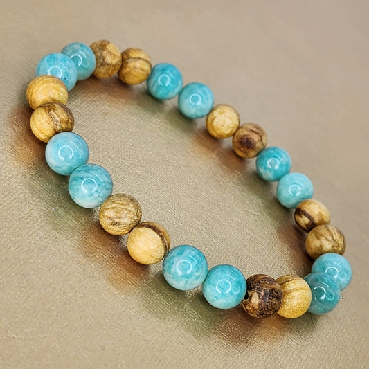 Bracelet Souffle Sacré - Amazonite - Palo Santo Fée de Laurier