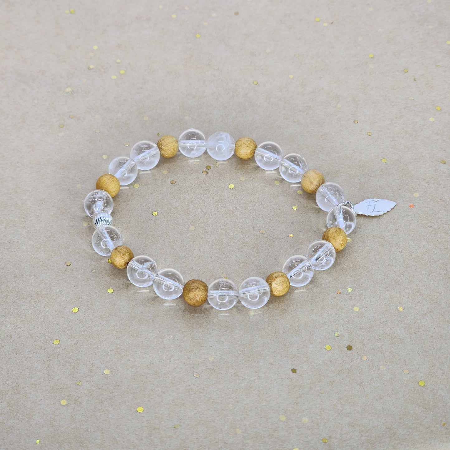 Bracelet Essence Pure – Cristal de Roche, Palo Santo & Argent Fée de Laurier