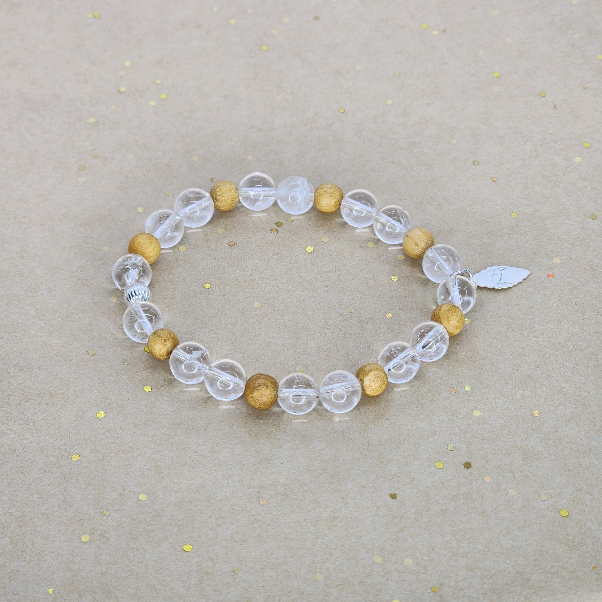Bracelet Essence Pure – Cristal de Roche, Palo Santo & Argent Fée de Laurier