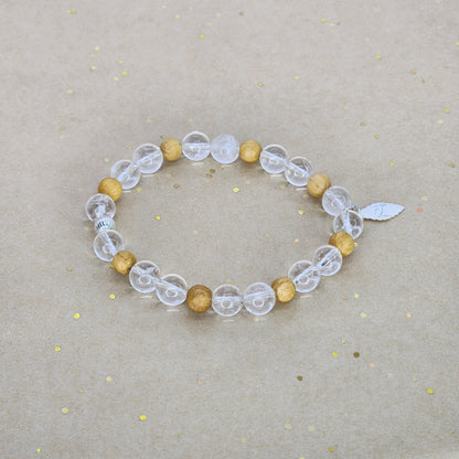 Bracelet Essence Pure – Cristal de Roche, Palo Santo & Argent Fée de Laurier