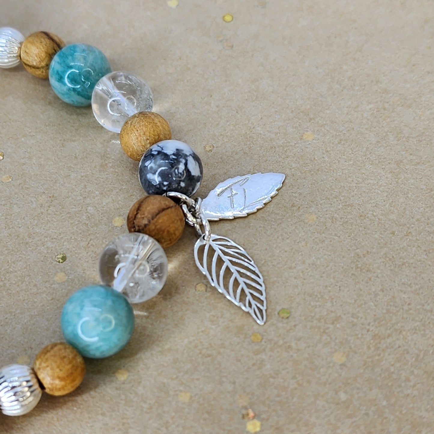 Bracelet Puissance - Big One - Palo Santo - Amazonite - Howlite - Cristal & Argent Fée de Laurier