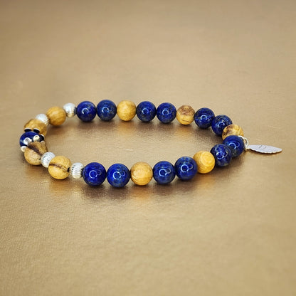 Bracelet Sagesse Enchantée - Palo Santo - Lapis Lazuli & Argent Fée de Laurier
