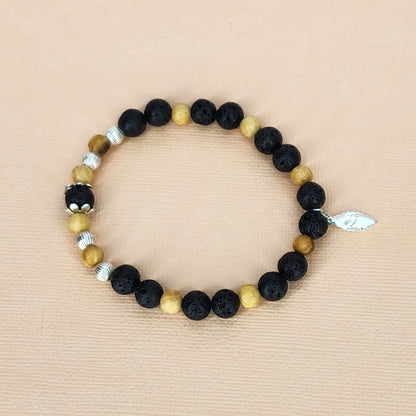 Bracelet Esprit Ancestral - Lave, Palo Santo & Argent Fée de Laurier