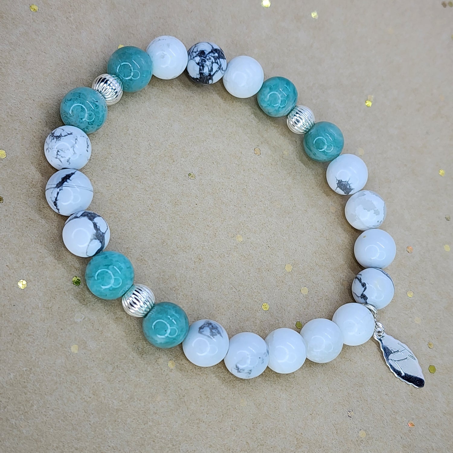 Bracelet Sérénité Céleste  - Howlite - Amazonite & Argent Fée de Laurier