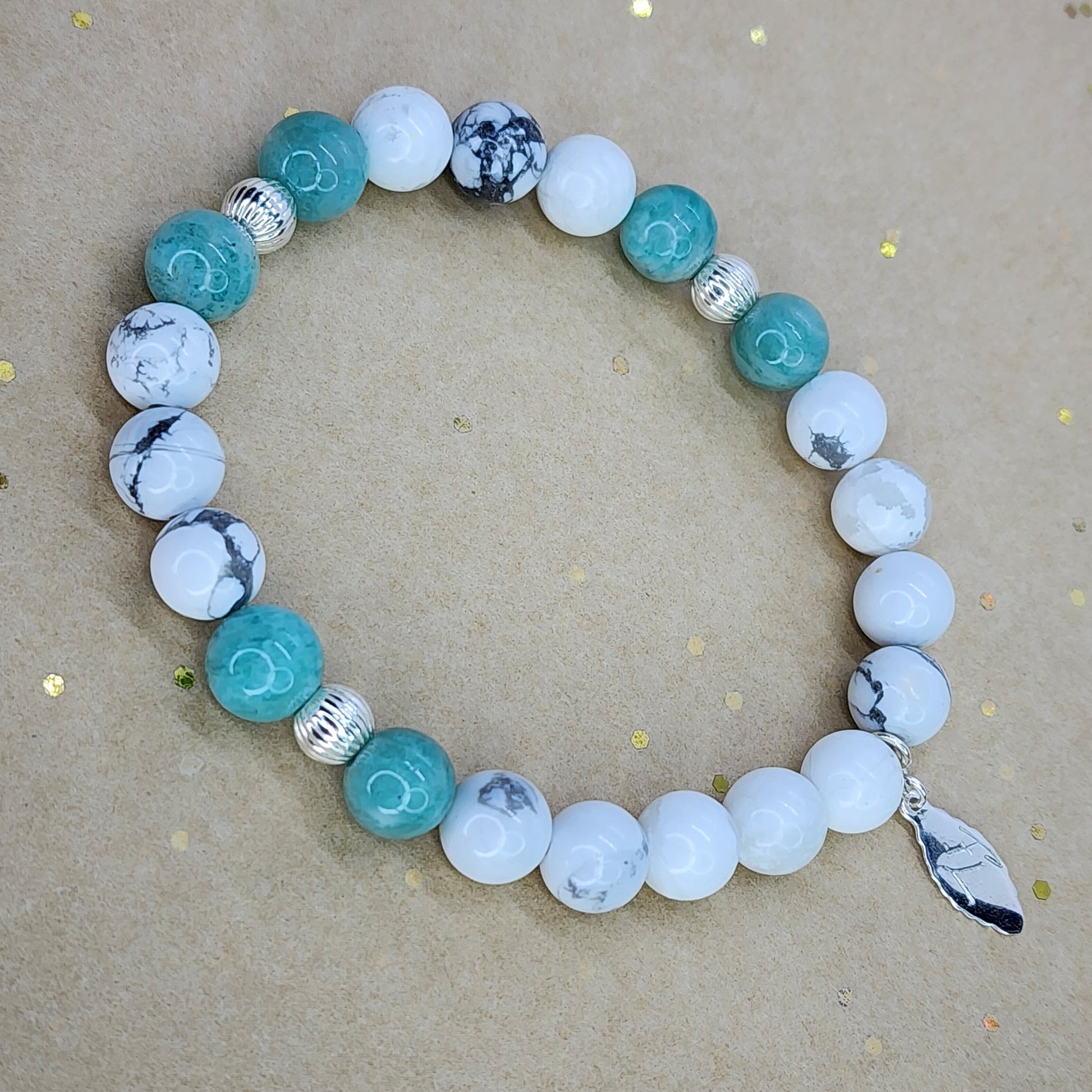 Bracelet Sérénité Céleste  - Howlite - Amazonite & Argent Fée de Laurier