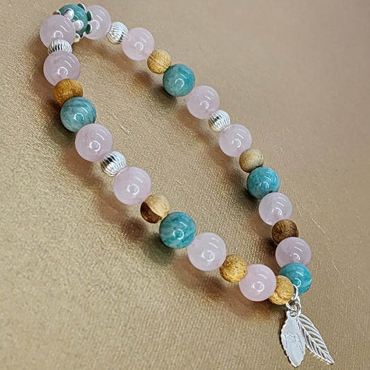 Bracelet L'Eveil d'Anliz - Palo Santo - Quartz - Amazonite  & Argent Fée de Laurier