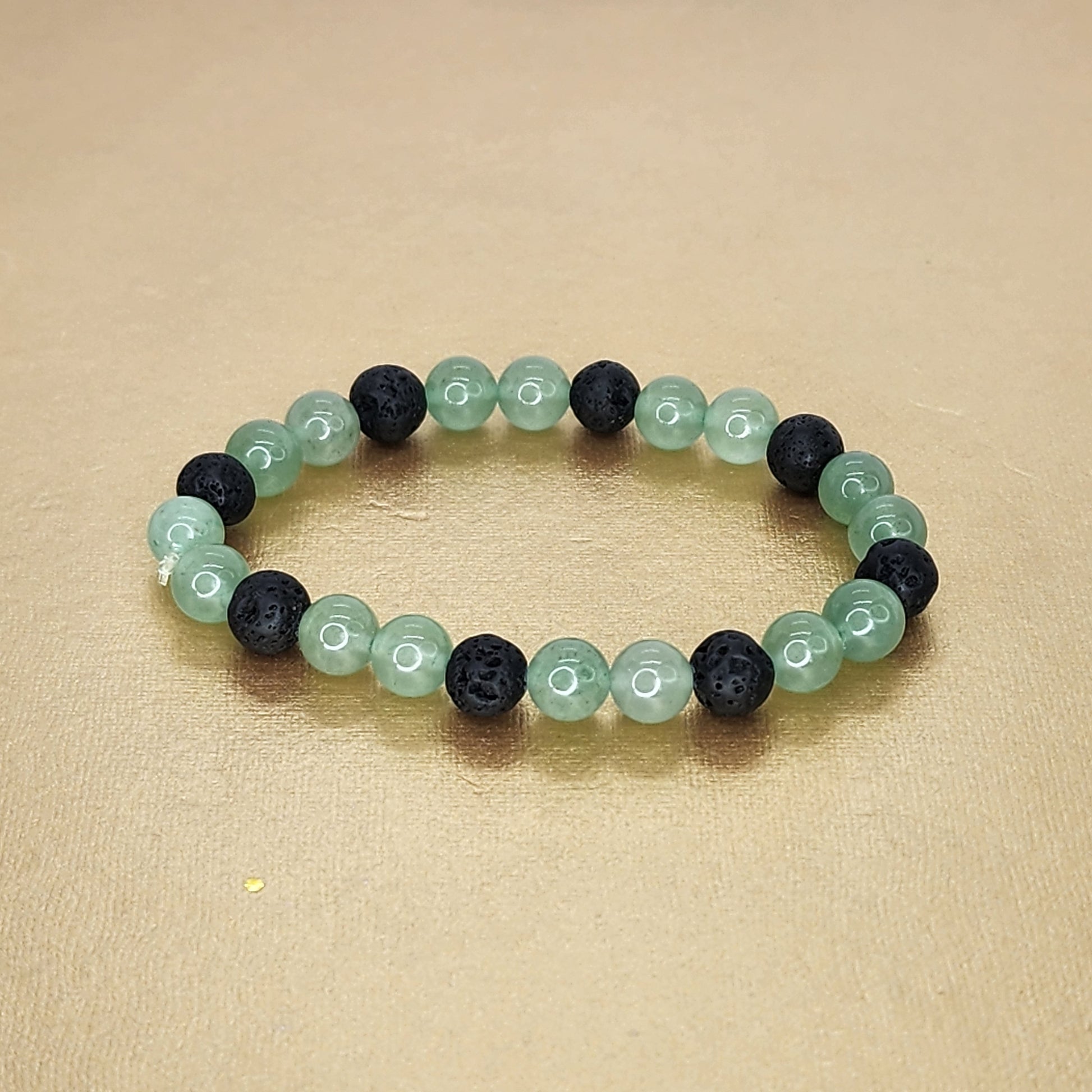 Bracelet Terre Lumineuse - Aventurine verte - Lave Fée de Laurier