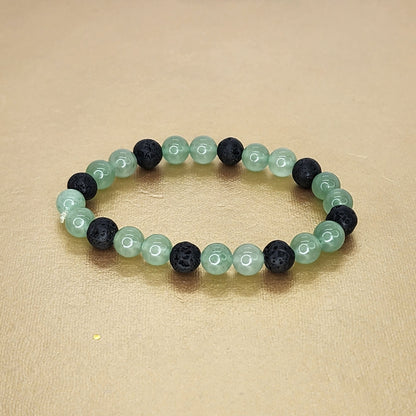 Bracelet Terre Lumineuse - Aventurine verte - Lave Fée de Laurier