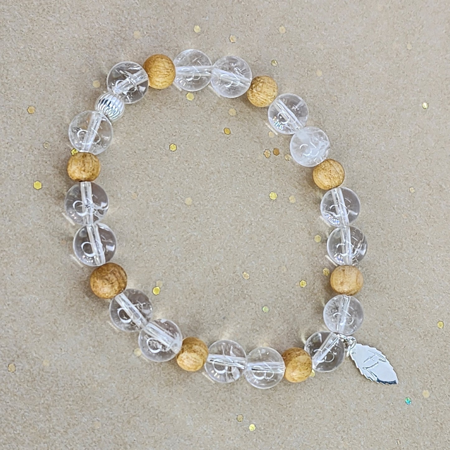 Bracelet Essence Pure – Cristal de Roche, Palo Santo & Argent Fée de Laurier