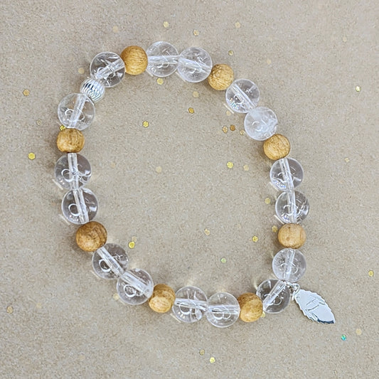 Bracelet Essence Pure – Cristal de Roche, Palo Santo & Argent Fée de Laurier