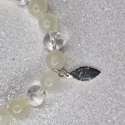 Bracelet Eveil Lumineux - Jade Verte - Cristal & Argent Fée de Laurier