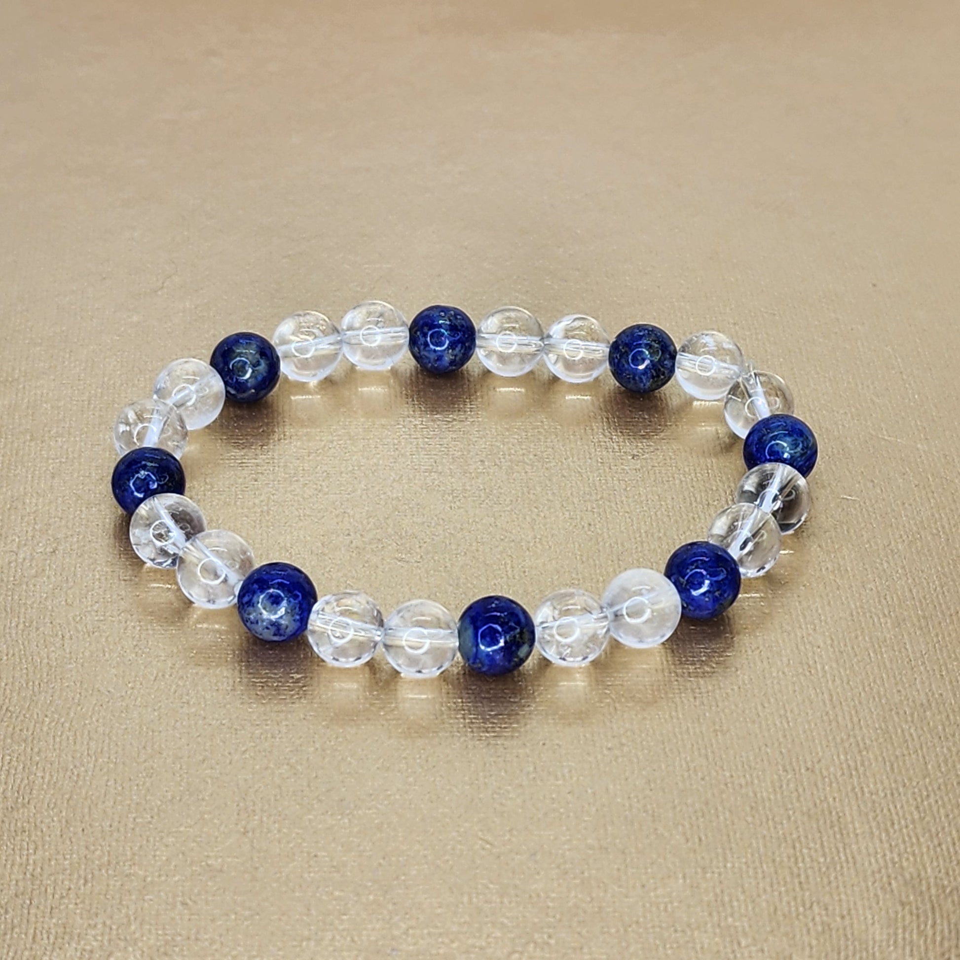 Bracelet Intuition Cristalline – Cristal de Roche - Lapis Lazuli Fée de Laurier