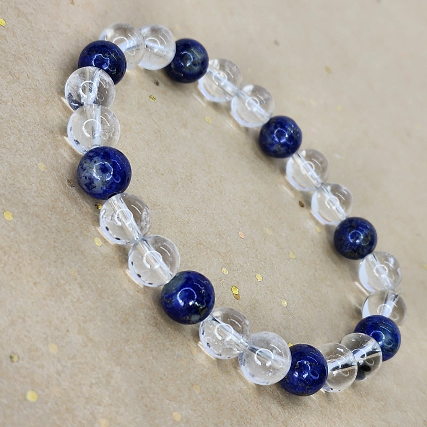 Bracelet Intuition Cristalline – Cristal de Roche - Lapis Lazuli Fée de Laurier