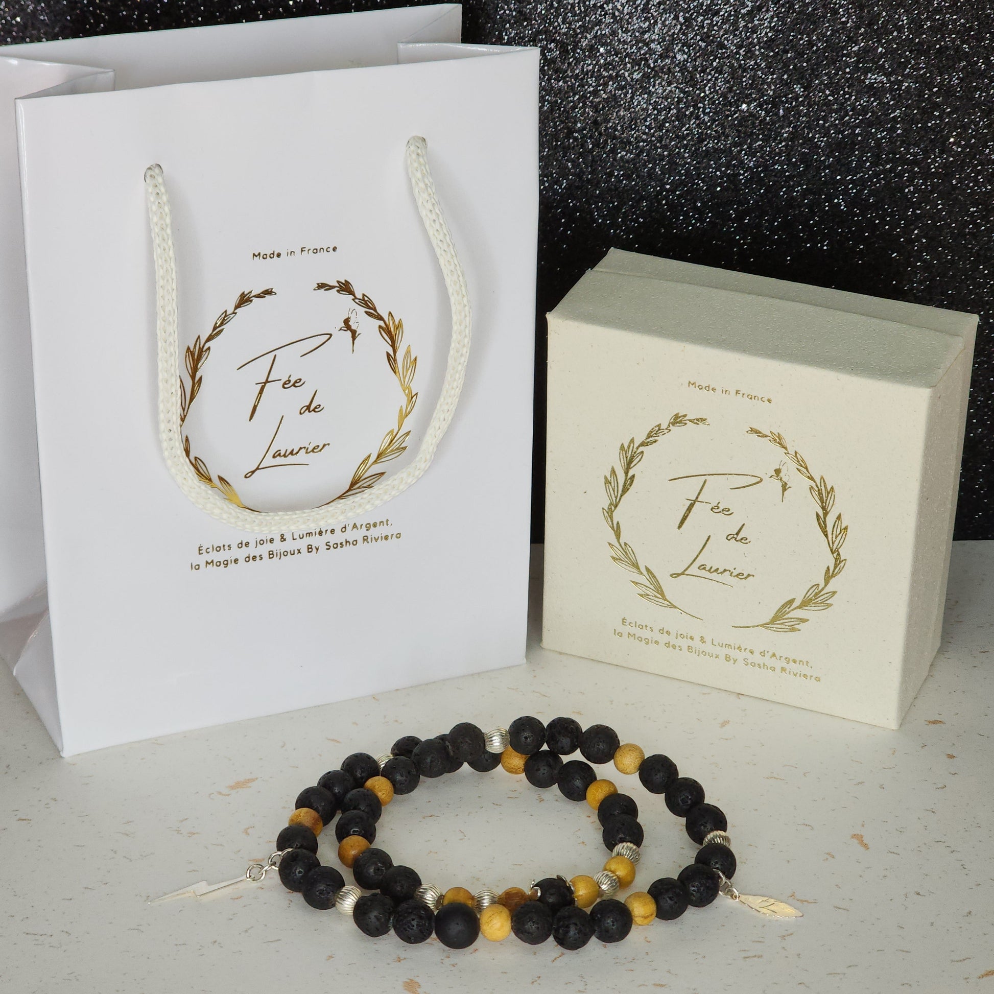 Energie Ancestral – Pierre de Lave, Palo Santo & Argent 925 Fée de Laurier