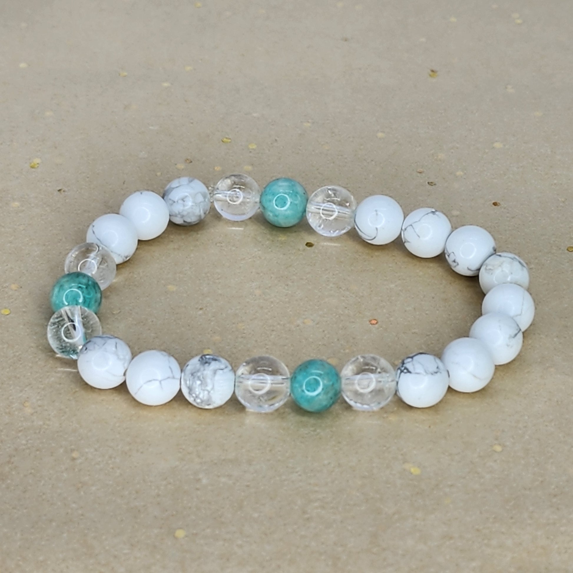 Bracelet Sérénité de Cristal – Howlite - Amazonite - Cristal Fée de Laurier
