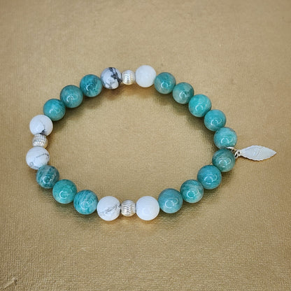 Bracelet Confiance d'Azur - Amazonite - Howlite & Argent Fée de Laurier